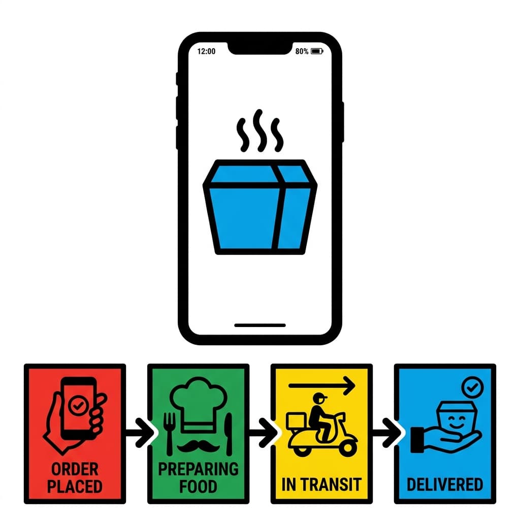 Vector graphic showing food delivery integrations